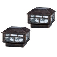 Solar Post Lights Outdoor,20Lm Solar Fence Post Cap Lights,Waterproof,2 Light Modes,Fit 3.5X3.5In 4X4In 5X5In Wooden Post,Solar Power Deck Lights For Garden Deck Patio Decoration(Bronze 2Pack)