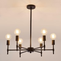 Asgyisa 6Ceiling Light Black Sputnik Chandelier Metal Modern Semi Flush Mount Fixture Pendant Lights Industrial Farmhouse For B