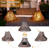 Tryme Solar Garden Outdoor Statues Volcano With Led Lights Like Flickering Flame - Lawn Decor Figurines Light For Patio, Balcony, Yard Ornament - Unique Housewarming Gifts