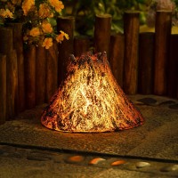 Tryme Solar Garden Outdoor Statues Volcano With Led Lights Like Flickering Flame - Lawn Decor Figurines Light For Patio, Balcony, Yard Ornament - Unique Housewarming Gifts