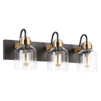 Presde Black Vintage Bathroom Vanity Light Fixtures Over Mirror Bath 3-Light Vanity Glass Globe Lighting