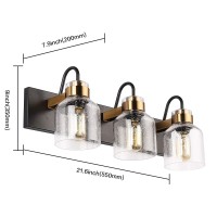 Presde Black Vintage Bathroom Vanity Light Fixtures Over Mirror Bath 3-Light Vanity Glass Globe Lighting