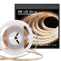 Dephen Cob Led Strip Lights, 5M/16.4Ft Flexible Cob Led Light Strip, Daylight 4000K 5500Lm Cri 80+ Led Tape Light, Dc24V Led Rope Lights For Stage, Home, Cabinet, Kitchen, Diy Lighting