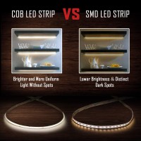 Dephen Cob Led Strip Lights, 5M/16.4Ft Flexible Cob Led Light Strip, Daylight 4000K 5500Lm Cri 80+ Led Tape Light, Dc24V Led Rope Lights For Stage, Home, Cabinet, Kitchen, Diy Lighting