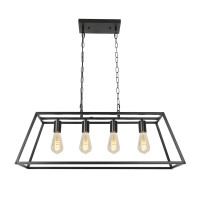 Black Modern Kitchen Island Lighting Farmhouse Chandelier Industrial Ceiling Light Fixtures For Kitchen, Dining Room, Living Room, Bar, Foyer (4-Light)