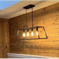 Black Modern Kitchen Island Lighting Farmhouse Chandelier Industrial Ceiling Light Fixtures For Kitchen, Dining Room, Living Room, Bar, Foyer (4-Light)