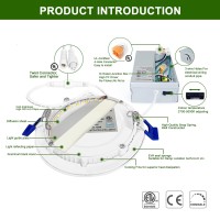 Zouzai 12 Pack 6 Inch 5Cct Ultra-Thin Led Recessed Ceiling Light With Junction Box, 2700K-5000K Selectable, Dimmable Led Downlight,13W Eqv 120W, Led Can Lights- Etl