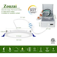 Zouzai 12 Pack 6 Inch 5Cct Ultra-Thin Led Recessed Ceiling Light With Junction Box, 2700K-5000K Selectable, Dimmable Led Downlight,13W Eqv 120W, Led Can Lights- Etl