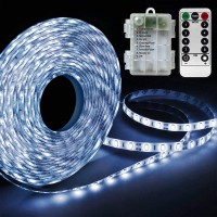 White Led Strip Lights Battery Powered Waterproof 8 Mode Remote Led Light Strip For Riding At Night Party Camping Tent Hurrican