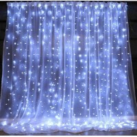 Honche Led Curtain String Lights 98X98Ft With Remote For Bedroom Wedding Party Christmas Propose Marriage (Cool White)