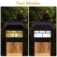 Solar Post Lights Outdoor,20Lm Solar Fence Post Cap Lights,Waterproof,2 Light Modes,Fit 3.5X3.5In 4X4In 5X5In Wooden Post,Solar Power Deck Lights For Garden Deck Patio Decoration(Bronze 4Pack)