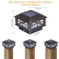 Solar Post Lights Outdoor,20Lm Solar Fence Post Cap Lights,Waterproof,2 Light Modes,Fit 3.5X3.5In 4X4In 5X5In Wooden Post,Solar Power Deck Lights For Garden Deck Patio Decoration(Bronze 4Pack)