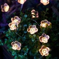 Lights4Fun, Inc 20 Pink Cherry Blossom Flower Solar Powered Micro Led Silver Wire Outdoor String Lights