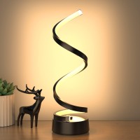 Nur Classic Spiral Led Table Lamp Black Dimmable Metallic Bedside Lamp With Touch Controller 3 Colour Temperature 158 Inch H