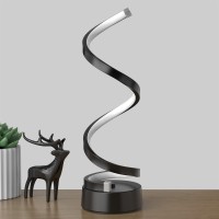 Nur Classic Spiral Led Table Lamp Black Dimmable Metallic Bedside Lamp With Touch Controller 3 Colour Temperature 158 Inch H