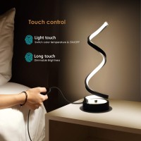 Nur Classic Spiral Led Table Lamp Black Dimmable Metallic Bedside Lamp With Touch Controller 3 Colour Temperature 158 Inch H