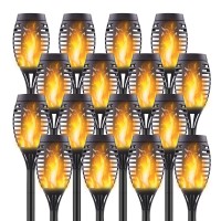 Permande 16 Pack Upgraded Solar Lights Outdoor, Mini Solar Torch Lights With Flickering Flames, Waterproof Landscape Decoration Dancing Flame Lights For Garden Pathway Yard, Auto On/Off Dusk To Dawn