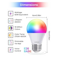 Linkind Smart Light Bulbs, Smart Bulb That Work With Alexa & Google Home, Led Light Bulbs Color Changing, A19 E26 Wifi Light Bulb Dimmable, Rgbw Light Bulb No Hub Needed, 2.4Ghz Wifi