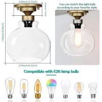 Legelux Ceiling Light Fixture Flush Mount With Clear Globe Glass Shade, Modern Ceiling Light Fixture For Porch, Bathroom, Hallway, Foyer, Bedroom Or Kitchen