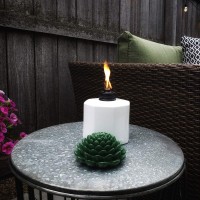 Tiki Brand 3-Pack Table Torch Glass Succulent White - Outdoor Table Top Lighting For Patio Lawn Backyard, 5.5 In, 1120165