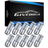 Givedoua 1157 Led Car Bulb, Bay15D 7528 2057 2357 Led Replacement Light Bulbs For 12V Rv Car Camper Trailer Brake Lights, Super Bright 5050 18-Smd Pack Of 10Pcs Red