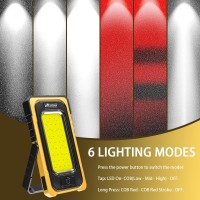 Warsun Led Work Light Rechargeable, Portable Magnetic Work Light, Led Flood Light Waterproof For Outdoor Camping Hiking Emergency Car Repair (Usb Charging, Yellow)