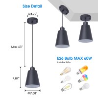 Modern Black Pendant Light Fixture 5.94'' (3-Pack) Mini 1-Light Pendant Lighting 3-Pack For Kitchen Island Industrial Hanging Pendant Light Cup Shade For Christmas Gift,Dining Room,Bar,E26,Max60W