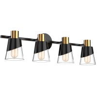 Ursola Bathroom Light Fixtures 4 Lights Bathroom Lighting Fixtures Over Mirror 2834 Inch Black And Gold Design With Bevelled