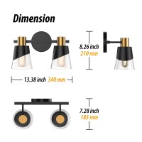 Ursola Bathroom Lighting Fixtures Over Mirror 2 Lights Bathroom Vanity Light 13 Inchbathroom Light Fixtures Black And Gold De