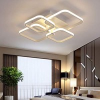 Xemqener 40W Dimmable Led Ceiling Light, 3000K-6000K Color Changing Light Fixture With Remote Control For Living Room Bedroom Lounge (4 White Squares, Dimming)