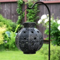 Beau Jardin 4 Pack Hanging Solar Lanterns Stars Lights Metal Waterproof Outdoor Retro Warm White Led Auto Onoff Landscape Decor