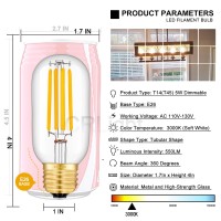 Crlight Led Tubular Bulb 5W 3000K Soft White, 55W Equivalent 550 Lumens, E26 Base Antique Edison Style T14 / T45 Clear Glass Dimmable Led Filament Light Bulbs, 8 Pack