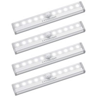 Vyanlight Motion Sensor Led Lights, 10 Led Battery Operated Motion Light, Stick-On Anywhere Magnetic Night Light Bar For Under Cabinet, Closet, Hallway, Stairway, Wardrobe, Kitchen, Vanity, 4 Pack