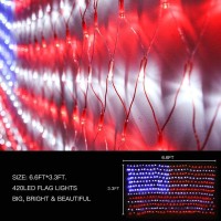 New American Flag Lights Outdoor Flag String Lights 420 Led Waterproof Led Flag Net Light Patriotic Ornaments For Outdoor Hom