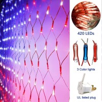 New American Flag Lights Outdoor Flag String Lights 420 Led Waterproof Led Flag Net Light Patriotic Ornaments For Outdoor Hom