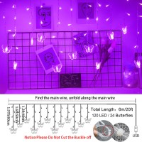 Purple Butterfly Curtain Fairy Lights Usb Plug In120 Led 8 Modes 20Ft Firefly Twinkle Icicle String Lights With Remote Timer Wa