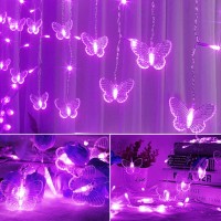 Purple Butterfly Curtain Fairy Lights Usb Plug In120 Led 8 Modes 20Ft Firefly Twinkle Icicle String Lights With Remote Timer Wa