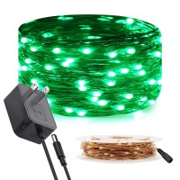 Ruichen Copper Wire Fairy Lights Plug In 33 Ft 100 Led String Lights With Spool, Green