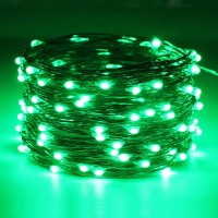 Ruichen Copper Wire Fairy Lights Plug In 33 Ft 100 Led String Lights With Spool, Green