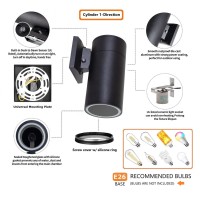 Zuukole Dusk To Dawn Sensor Outdoor Wall Light, Exterior Lighting -Etl Listed, Aluminum Anti-Rust Waterproof Wall Mount Cylinder Design, 1-Direction Up Or Down Light Fixture For Porch,Patio Or Doorway