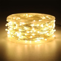 Ruichen Silver Wire Fairy Lights Plug In 99 Ft 300 Led String Lights With Spool, Warm White