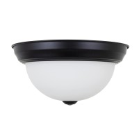 Yosemite Home Decor 2 Light Flushmount In Flat Black Finish With White Glass - Jk101-11Bk-W