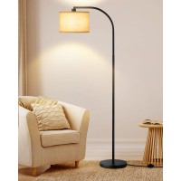 Dewenwils Black Arched Floor Lamps With Adjustable Beige Line Lampshade, Standing Tall Arc Lamp For Living Room, Bedroom, Office, Simple Design Farmhouse Style (Black)