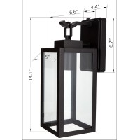 Lit-Path Dusk To Dawn Outdoor Wall Lantern, Wall Sconce As Porch Lighting Fixture, E26 Medium Base Max 60W, Anti-Rust Metal With Glass Shade, Black, 1-Pack