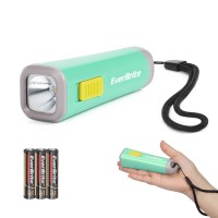 Everbrite Kids Flashlight, Mini Led Flashlight, Plastic Torch Use For Emergencies, Camping, Outdoor With Lanyard 3Aaa Battery Included, Green