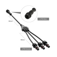 Btf-Lighting 2 Core 2 Pin Small Size Ip65 Y Shape 1 Male-Divided-3 Female Spillter Connctor Black Plastics 22Awg 15Mm Nut Support All Btf-Lighting 2 Pin Connector 1 Pcs