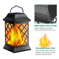 Tomcare Solar Lights Outdoor Flickering Flame Metal Solar Lantern Outdoor Hanging Decorative Lanterns Heavy Duty Waterproof Umbr