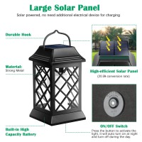 Tomcare Solar Lights Outdoor Flickering Flame Metal Solar Lantern Outdoor Hanging Decorative Lanterns Heavy Duty Waterproof Umbr