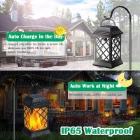 Tomcare Solar Lights Outdoor Flickering Flame Metal Solar Lantern Outdoor Hanging Decorative Lanterns Heavy Duty Waterproof Umbr