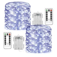 Homemory 2 Pack 33 Ft 100 Led Fairy Lights Battery Operated String Lights With Remote Waterproof 8 Modes Firefly Twinkle Christm